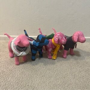 PINK Victoria's Secret Stuffed Dog Set - Pink, Black, Blue